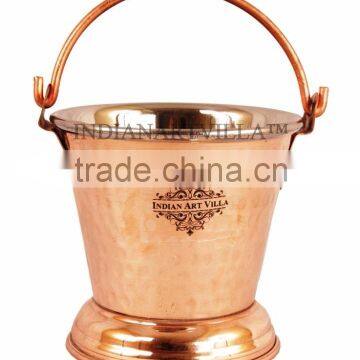 IndianArtVilla Steel Copper Serving Bucket 300 ML - Serving Indian Food Dishes Home Hotel Restaurant Tableware