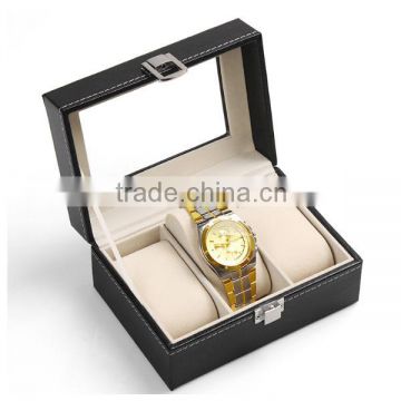 Customized black PU leather watch storage box