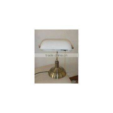Glass Bankers table lamp