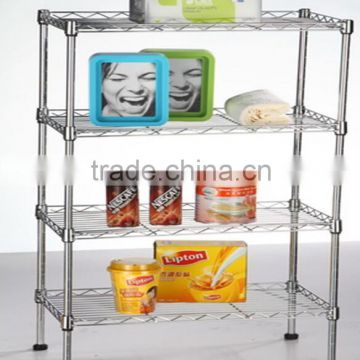 4 tiers Steel metro wire shelving system,chrome finish