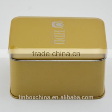 dongguan factory direct gold rectangle gift packaging tin can