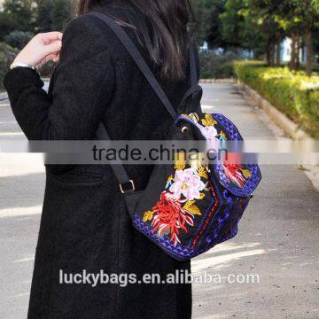Hot Sale Customized Vintage Canvas Backpack For Women, Vintage Soft Backpack Canvas Embroidery photo-2