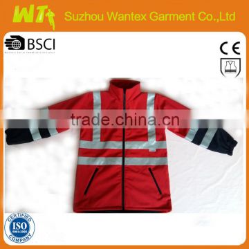 cheap High visibility reflective fluorescent polyester orange softshell jacket men