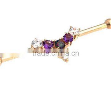 Industrial Barbell Cartilage Piercing big gem Body Jewelry