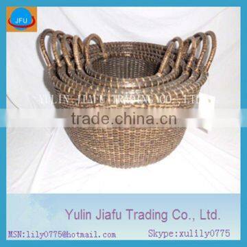 Hot sale round S/5 eco-friendly rattan storage basket with handle