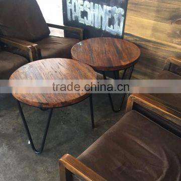 Antique round wood restaurant coffee table in Foshan