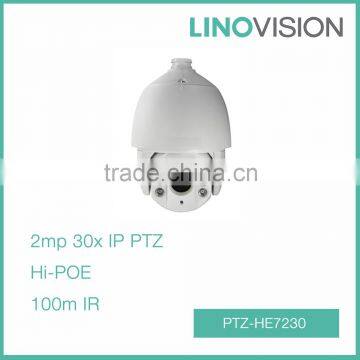 2MP 30x Optical Zoom DWDR 100m IR Network IP PTZ Dome Camera Hi-POE