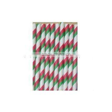 Stripe Red/Green Paper Party Straws Red Green and White Striped Paper Straws