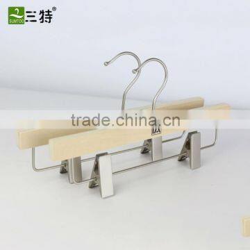 popular laminated wood pants hanger trounser metal clips hangers