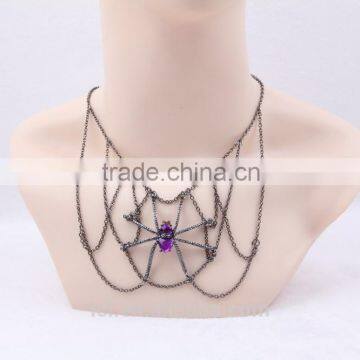 fashion jewelry carnivals halloweenn decoration spider pendant necklace with rhinestone party dress 2015 new made in China yiwu