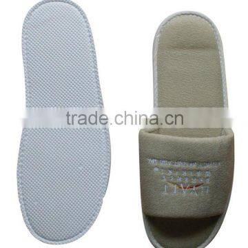 grey poly terry open toe disposible hotel slipper