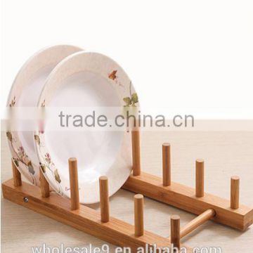 Bamboo Wooden Plate Rack Dish Drying Holder