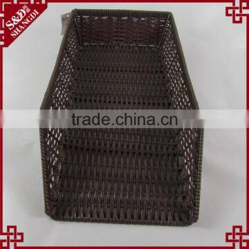 S&D Poly Rattan Brown Wicker Storage Basket Imitation Supermarket Display Basket Fruit Basket photo-5