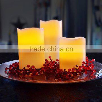 Flameless Wax Candles yellow flicking paraffin candles with remote control set of 3 led real wax candles for home deocoration