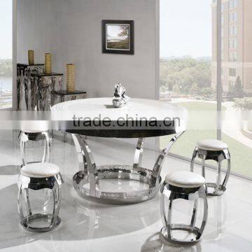 TH282 Hot Sale White Round Marble Space Saving Dining Table photo-2