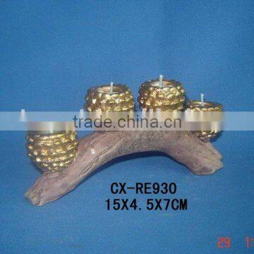 terra cotta pinecone candle holder