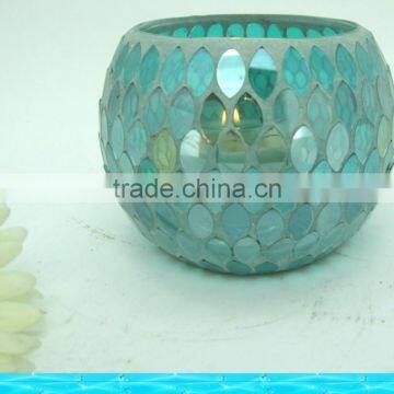 Fabulous Home Ornament Mirrored Mosaic Vase Cheap Handmade Blue Glass Vases