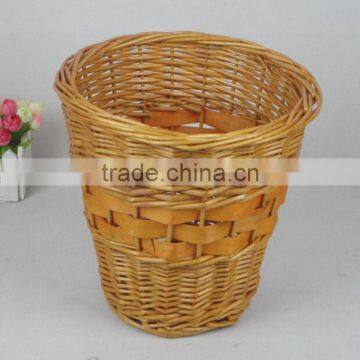 ROUND WILLOW WOVEN WICKER WASTE BASKET photo-2