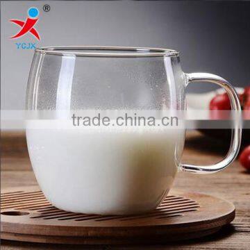 Heat resistant microwave glass cup/ transparent glass cup for milk, coffee and breakfast