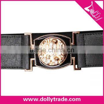 Black Elastic Women Belts without Hole Fashion for Lady Dress Gold Buckle Straps Cinch Belts