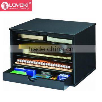 4-Shelf Desktop Organizer MDF Wood Office Desk Document Collection With Drawer photo-4
