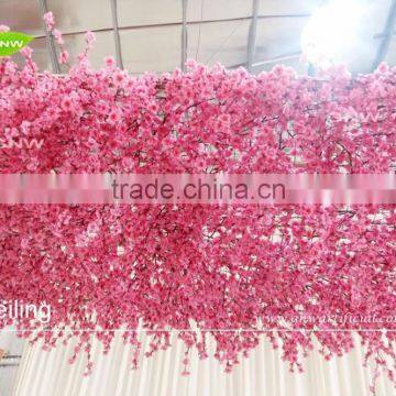 GNW FLC160628-01 New Floral Ceiling Artificial Pink Cherry Blossom Wedding Ceiling photo-2