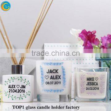 Bling Collection Frosted Glass White Candle Holders photo-4