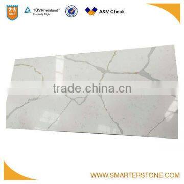 Polished artificial white marble with thin veins