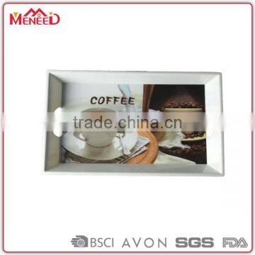 China factory direct melamine plastic hotel coffee trays with handles