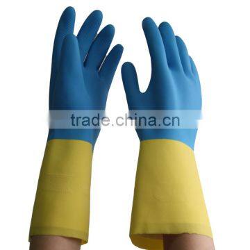 NMSAFETY 33 cm 18/21 mil blue and yellow nitrile industrial anti acid gloves