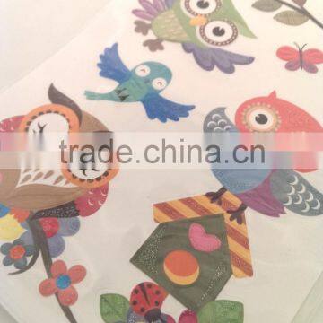 Popular Cute OEM Owl Design Decorative Shinny Glitter Sticker photo-3
