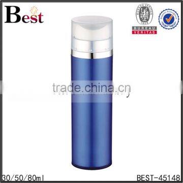 30ml 50ml 80ml  china cosmetic packaging skin care blue airless plastic lotion bottle with special PP pump wholesale