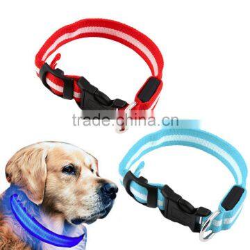LED Nylon Pet Dog Collar Night Safety LED Light-up Flashing Glow in the Dark Lighted Dog Collars Free Shipping photo-2