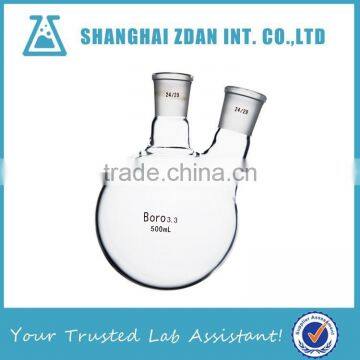 2L Laboratory Glassware Borosilicate Glass Heavy Wall Two Necks Round Bottom Round Bottom Boiling Flask