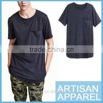 Blue jacquard 100%cotton men's t-shirt wholesale 2016 fashion good quality Men T-shirt with pocket for man & OEM service