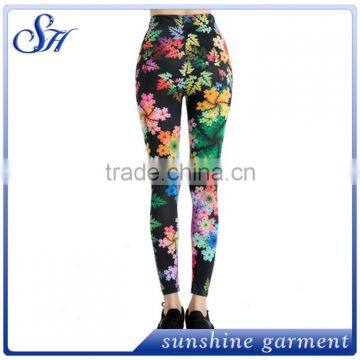 92%polyester 8%spandex Women's Flower Leggings Wholesale 2017 KX014 photo-2