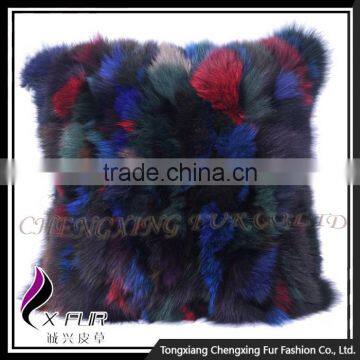 CX-D-55 Genuine Fox Fur Wholesale Custom Colorful Latest Design Cushion Cover photo-4