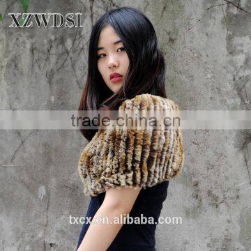 CX-B-44C Fashion Winter Rabbit Fur Shawls To Keep Warm photo-3