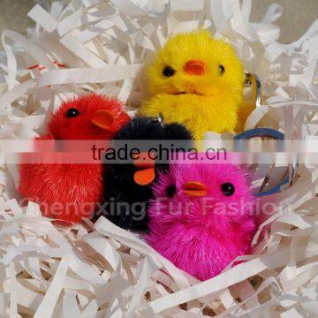 CX-R-51 Luxury Wholesale Cheap Mink Fur Yellow Duck Lovely Key Chain Keychain photo-5