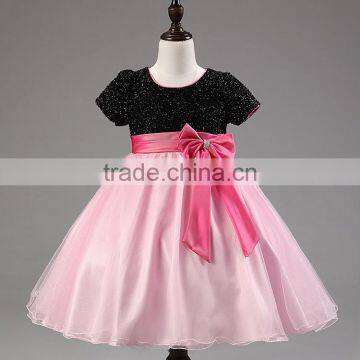 MGOO New Arrival Cheap Price Orangza Red Flowers Girl Dress Bow Shinning Baby Dancing Dress MGT027-2 photo-4