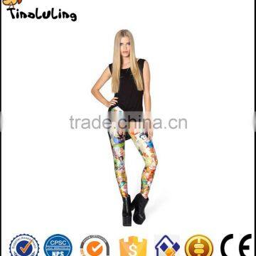 Factory Direct Cartoon Pattern Pants Custom Hot Sexy Tight Stretch Casual Slimming Ladies Pants