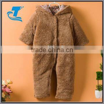 New arrival plain baby winter romper with hoody