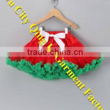 Boutique Wholesale Infant Baby Girls Royal Gem Red & Green Ruffle Pettiskirt Trendy Kids Christimas Chiffon TUTU Skirts