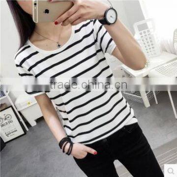 Short Sleeve T-shirt Girl 2017 Summer New Women's Clothing Collar Loose Half Sleeve
