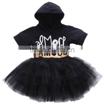 Summer One-piece Girl Child Dress Short Sleeve Lace Black Tutu Dress For Girl 2-7T photo-3