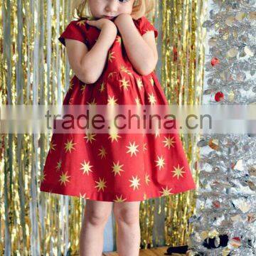 Little Girls Red Gold Stars Baby 4th of July Memorial Day Dress photo-4