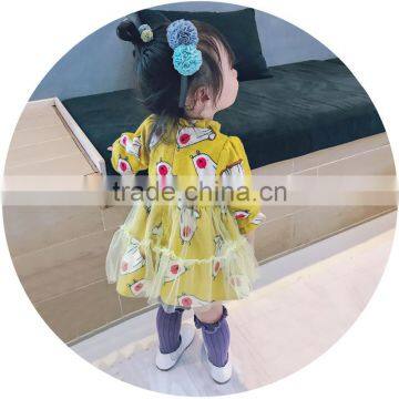 S17732A Autumn New Arrival Cotton Girl Clothes Long Sleeved Girls Cartoon Dress photo-5