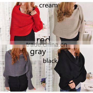 Free Size Hot Sale Korean Style Latest Woolen Scarf With Sleeve Novelty Winter Hijab Scarf,muffler photo-3