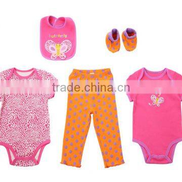 100% Cotton Autumn Europe 5pcs Rompers Suit Baby Clothing Sets photo-2