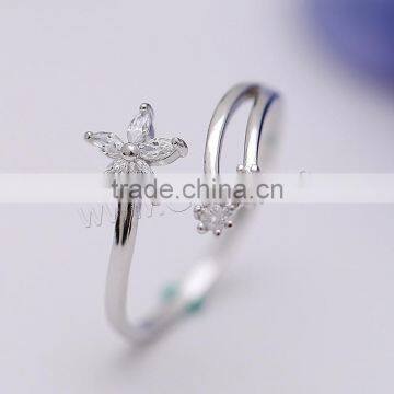 Cubic Zirconia Sterling Silver Flower Fashion Ring Finger Rings Photos Fashion Couples Finger Ring photo-3